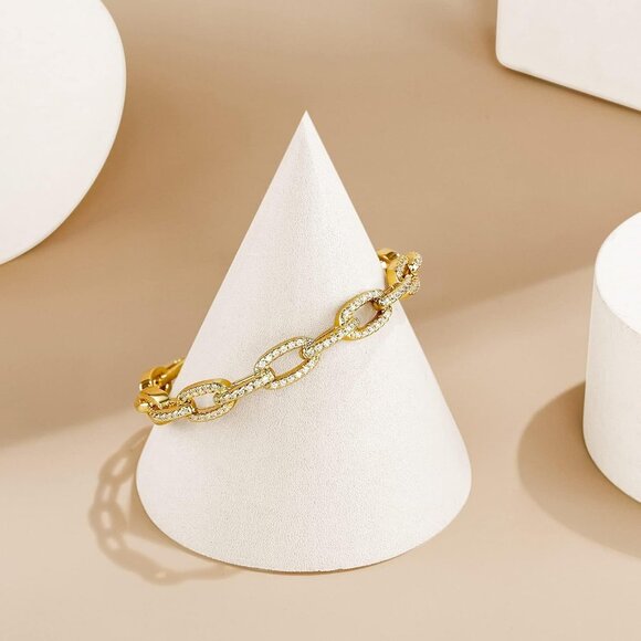 Gold Cuff Bangle Bracelets for Women, 14K Gold Plated Adjustable Open Cuff Brace - Picture 7 of 7